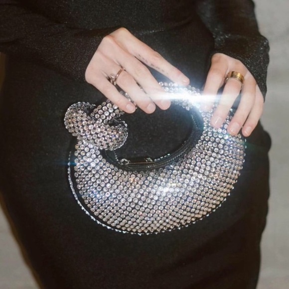 JW PEI Abacus Artificial Crystal Mini Top Handle Bag - Black/Silver - Picture 9 of 9